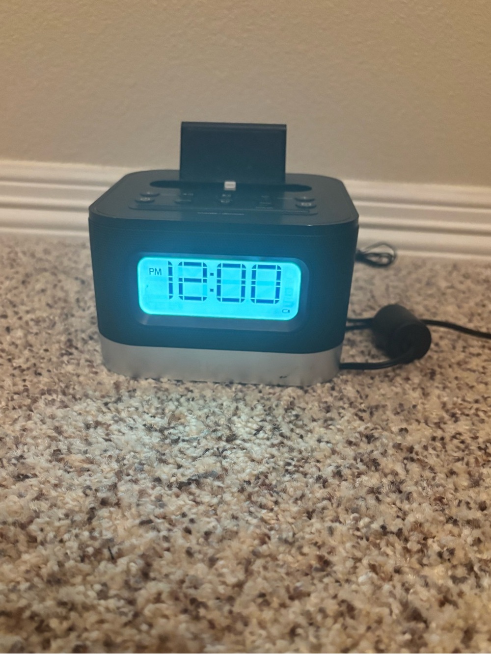 iHome iPL10 Silver and Black Alarm Clock Base with alarm